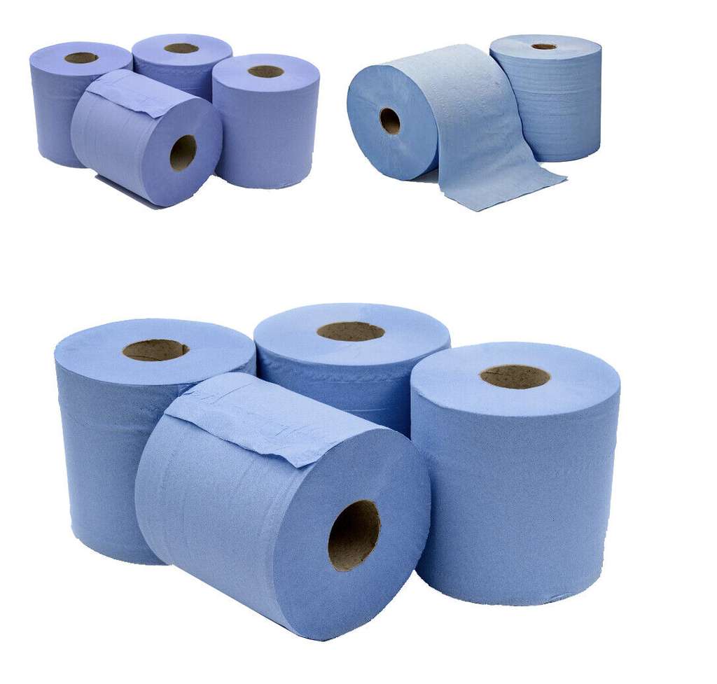 6 x Jumbo Workshop Hand Towels Rolls 2 Ply Centre Feed Wipes Embossed Tissue with code @ thinkprice