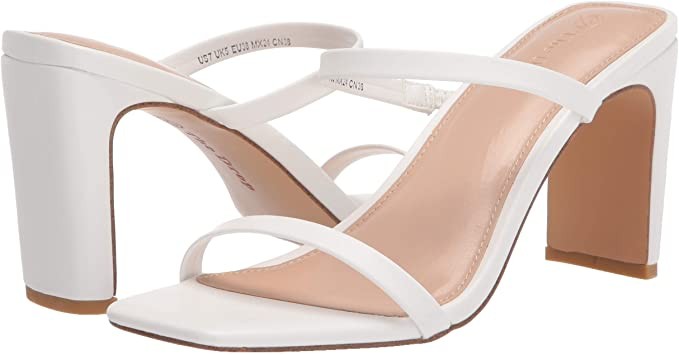 The Drop Women's Avery Square Toe Double Strap Heel Sandals